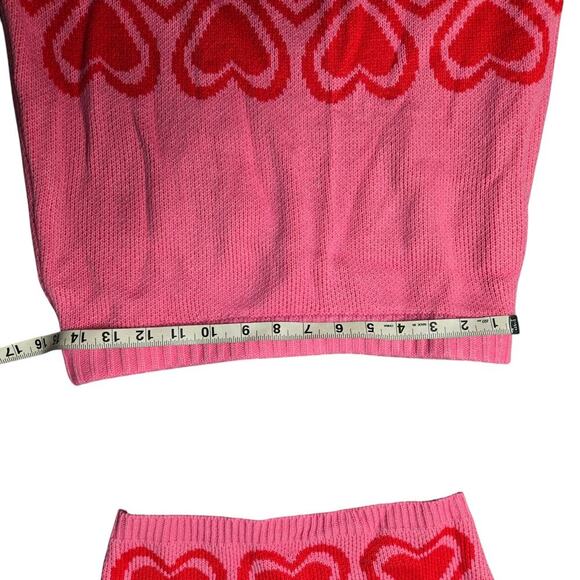 Sugar Thrillz Knit Heart Pink Skirt Set Size: M/L - Picture 5 of 9